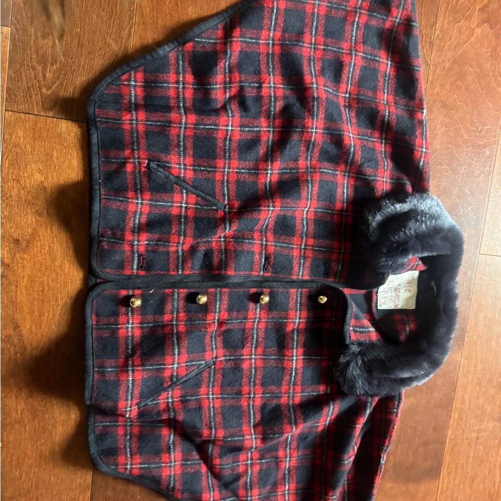 Janie and Jack Red and Black Plaid Kids Coat